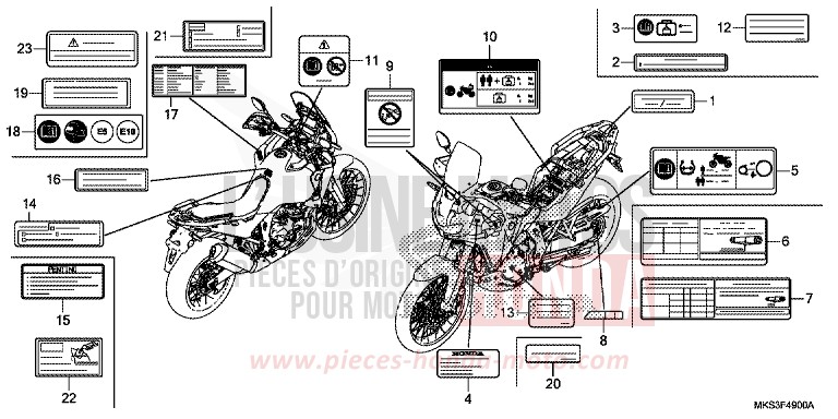 ETIQUETTE DE PRECAUTIONS de Africa Twin DCT GRAND PRIX RED (R380B) 2020